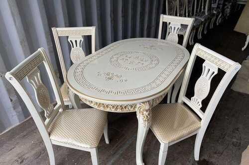 Комплект мебели роза и 4 стула версачи