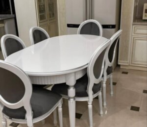 Стол и стулья для кухни (комплект стол и 6 стульев) шпон белый